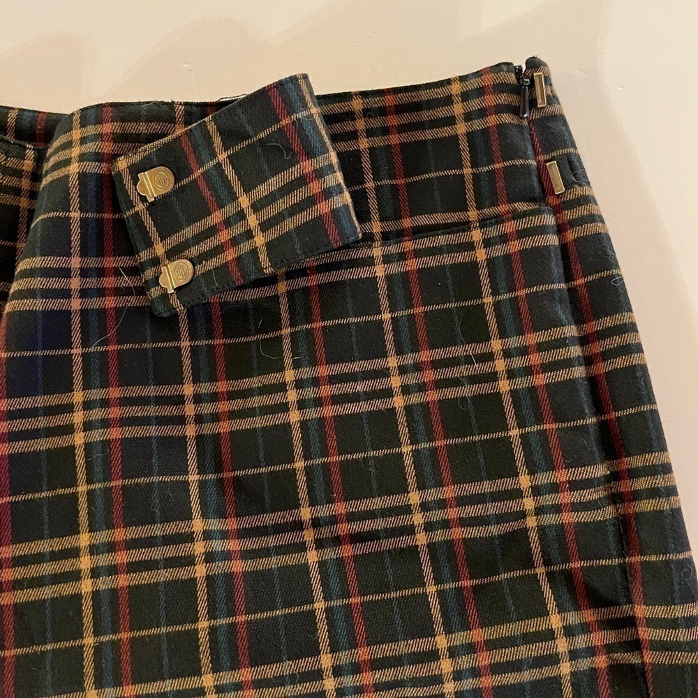 Vintage Y2K Max Studio black brown green plaid flared pants sz 12 academia - Picture 12 of 13